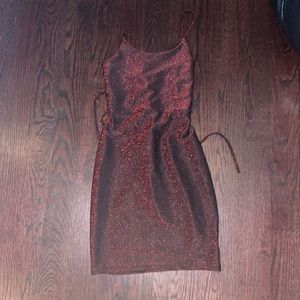 red sequin dress with tie back